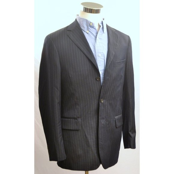 J. CREW Men's 3 Button 100% Wool Navy Pinstripe Sport Coat Blazer 38R EUC - Picture 3 of 9